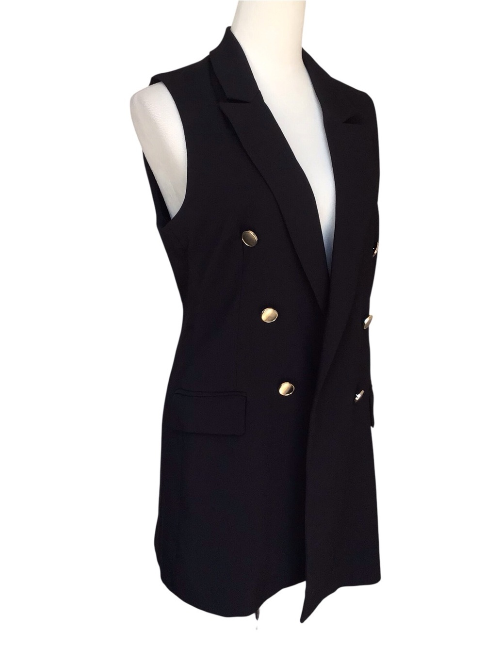 Joie Black Sleeveless Long Blazer Vest - Picture 3 of 6